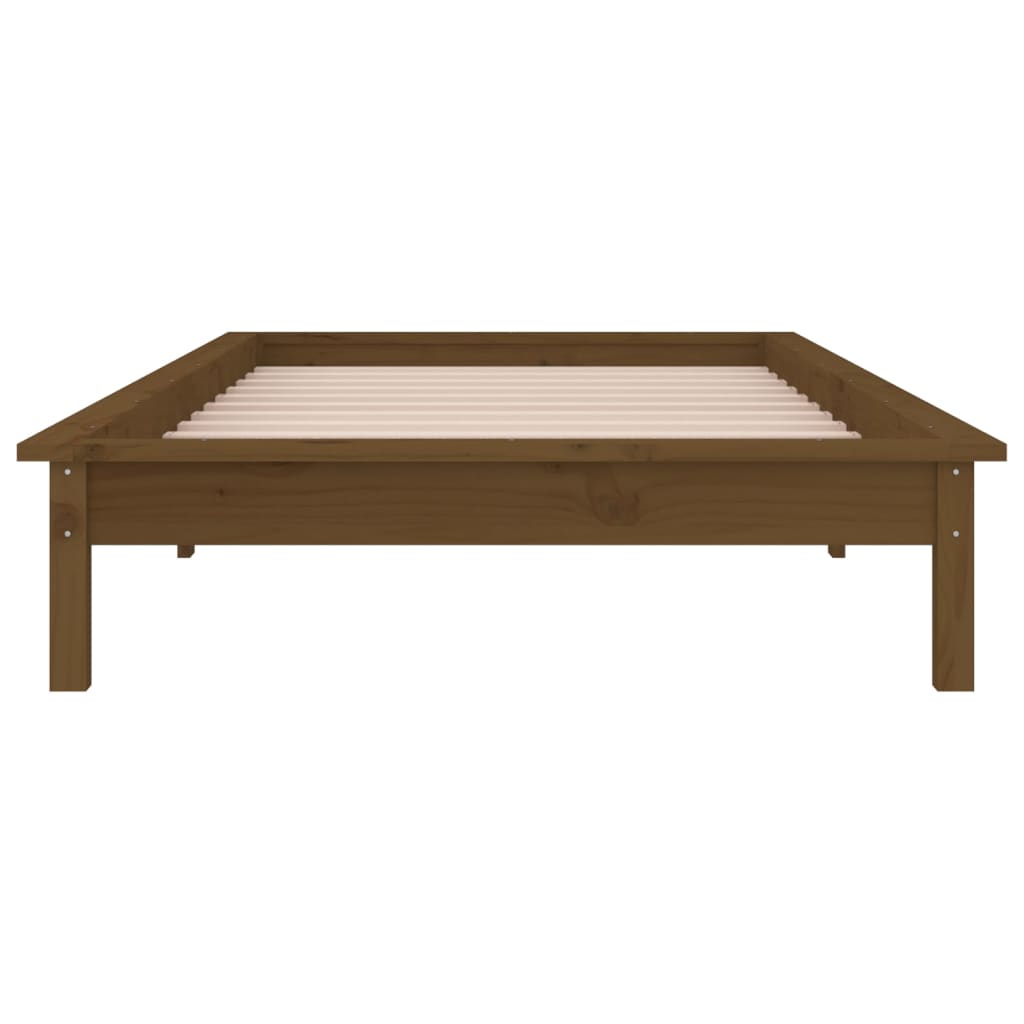 sengeramme m. LED-lys 75x190 cm Small Single massivt træ brun