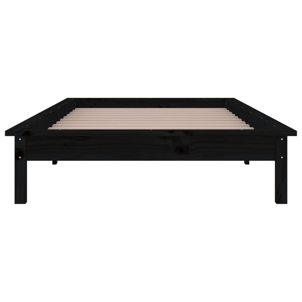 sengeramme med LED-lys 75x190 cm Small Single massivt træ sort