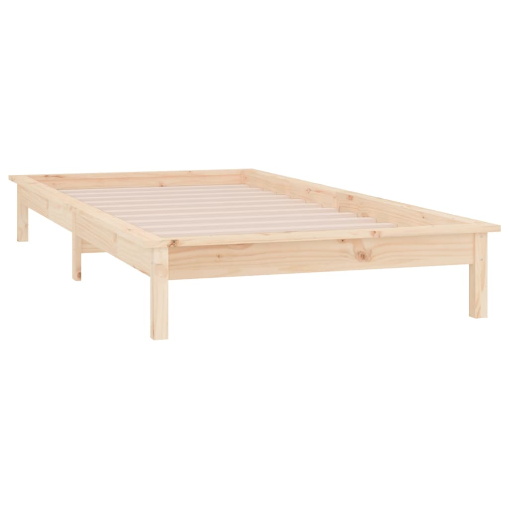 sengeramme med LED 90x190 cm Single massivt træ