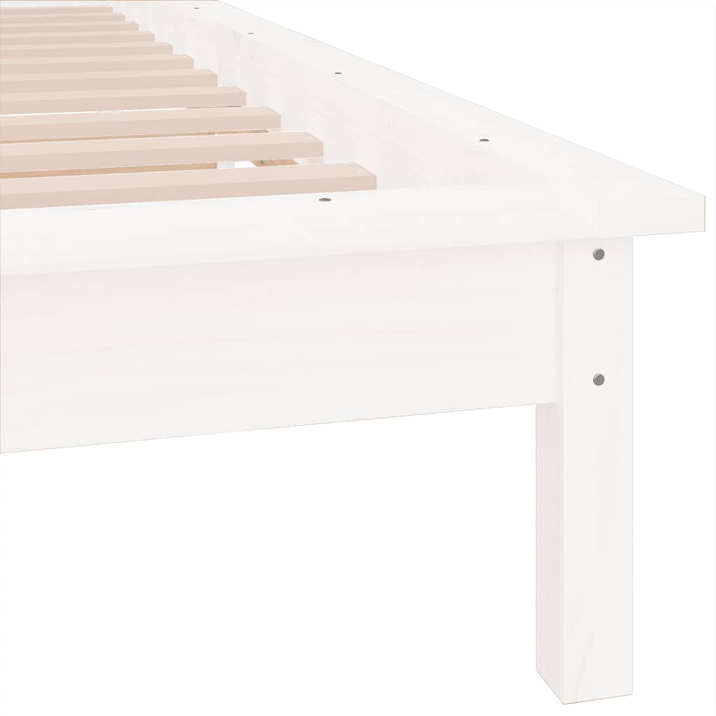 sengeramme med LED-lys 90x190 cm Single massivt træ hvid