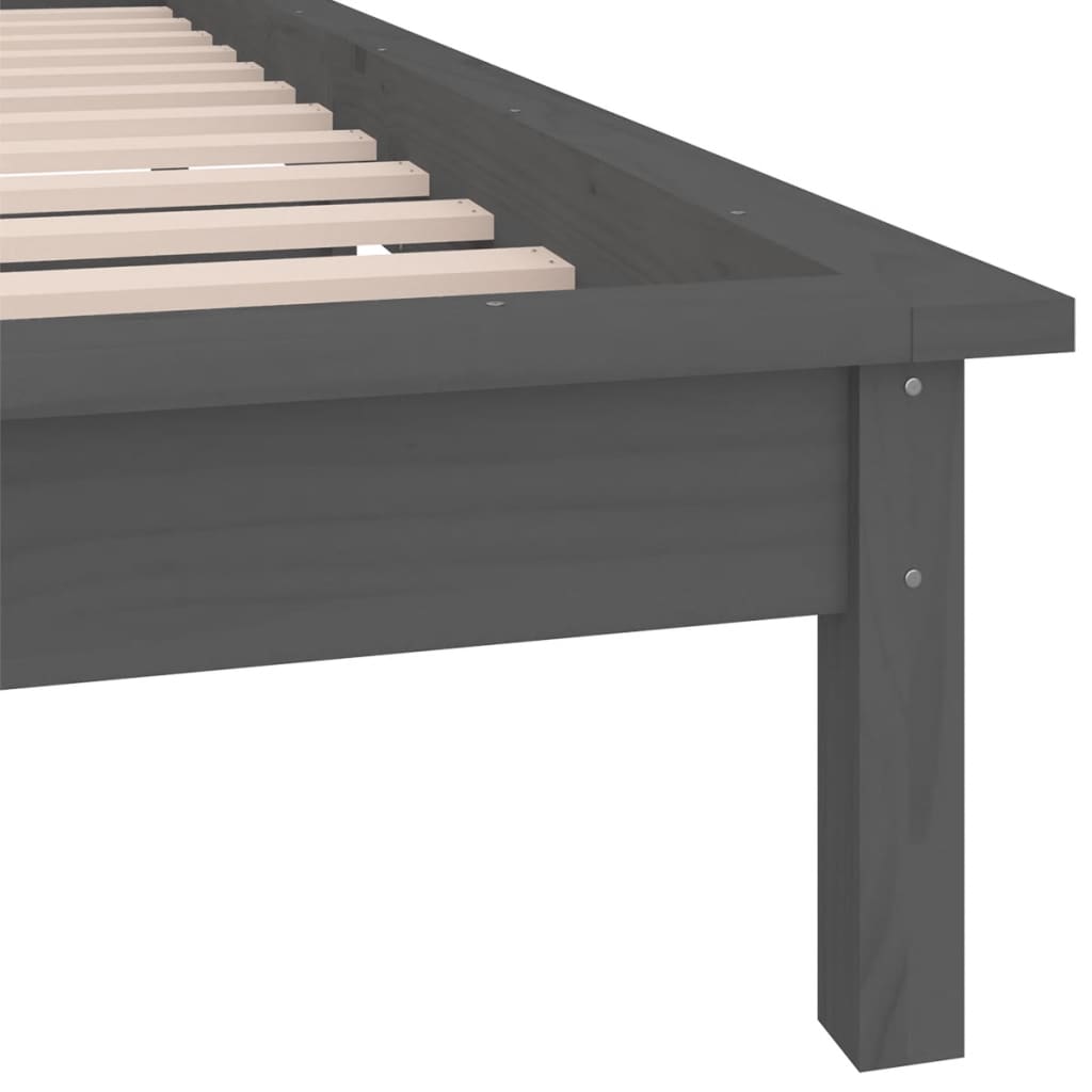 sengeramme med LED 90x190 cm Single massivt træ grå
