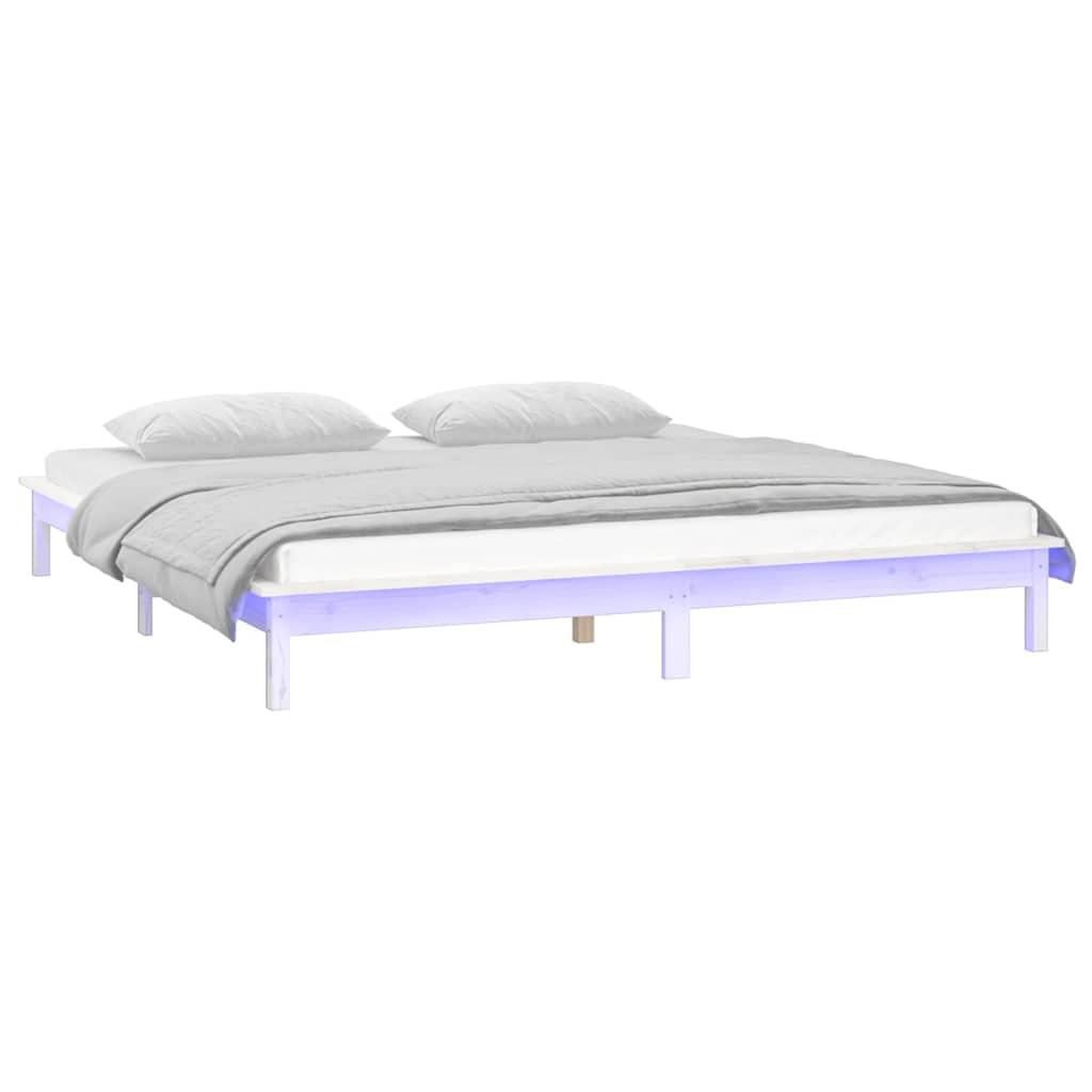 sengeramme med LED-lys 120x190 cm Small Double massivt træ hvid