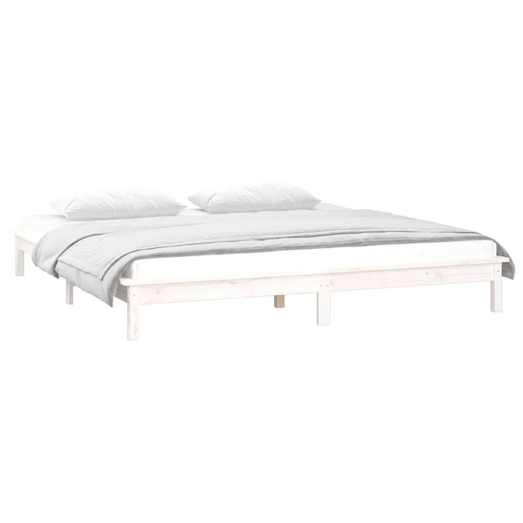 sengeramme med LED-lys 120x190 cm Small Double massivt træ hvid