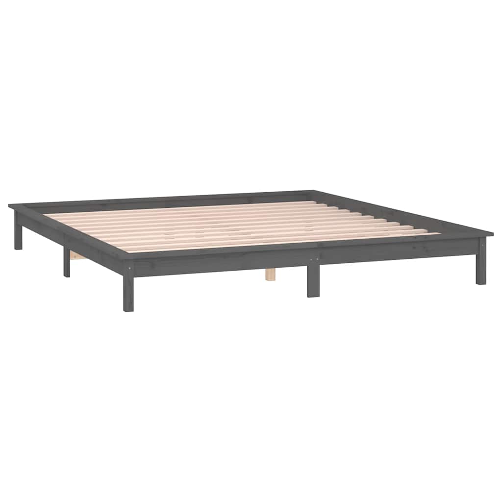 sengeramme med LED-lys 120x190 cm Small Double massivt træ grå