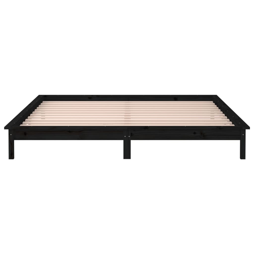 sengeramme med LED-lys 120x190 cm Small Double massivt træ sort