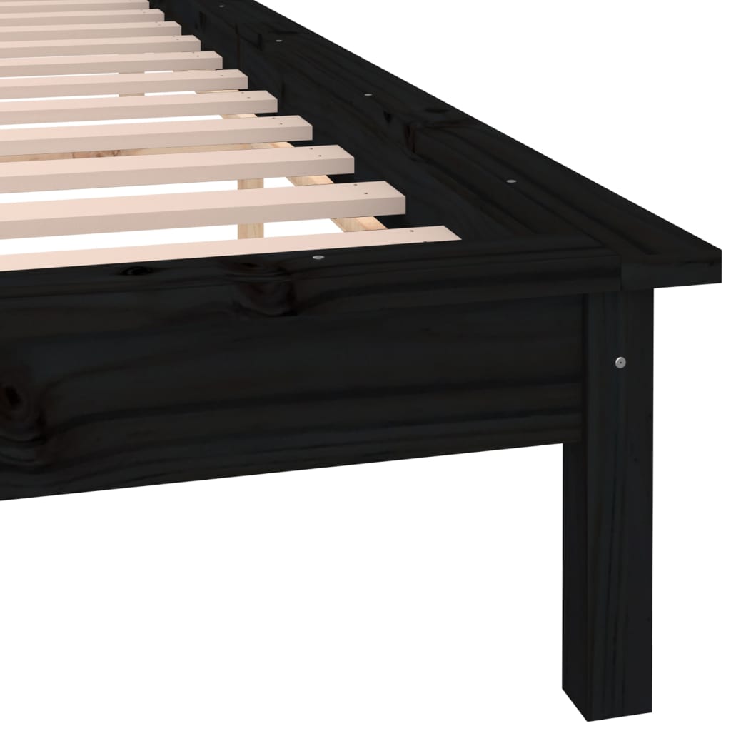 sengeramme med LED-lys 120x190 cm Small Double massivt træ sort