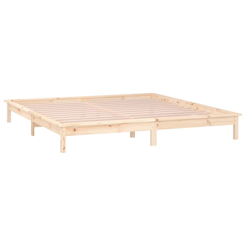 sengeramme med LED 135x190 cm dobbeltseng massivt træ