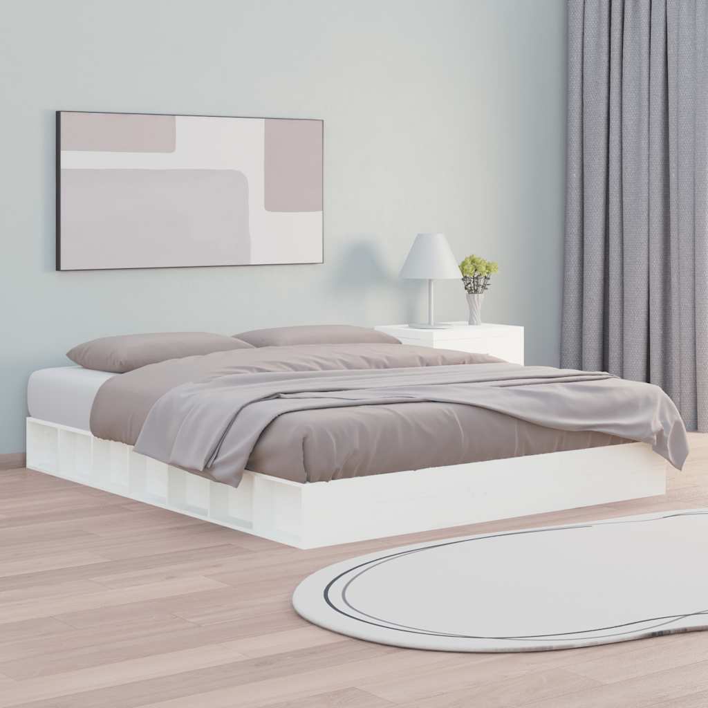 sengeramme 160x200 cm massivt træ hvid