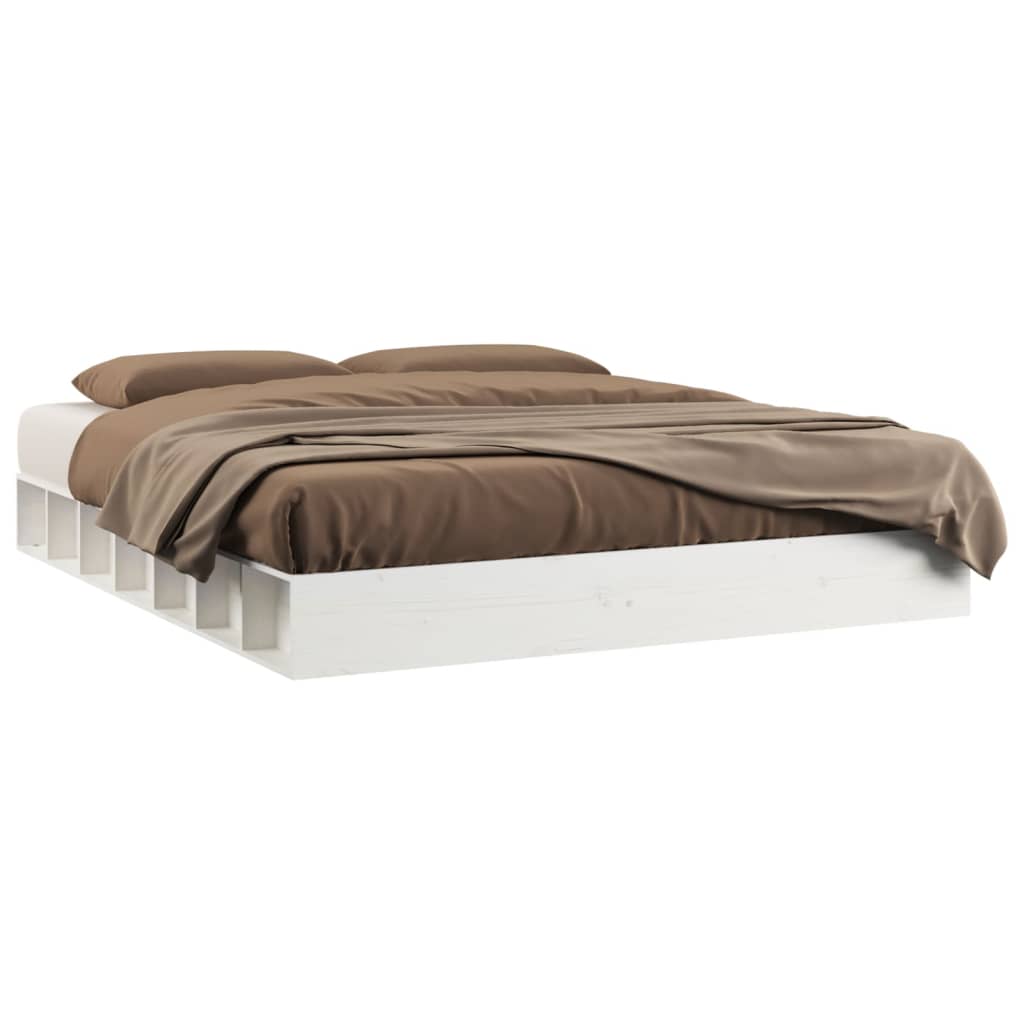 sengeramme 150x200 cm King Size massivt træ hvid