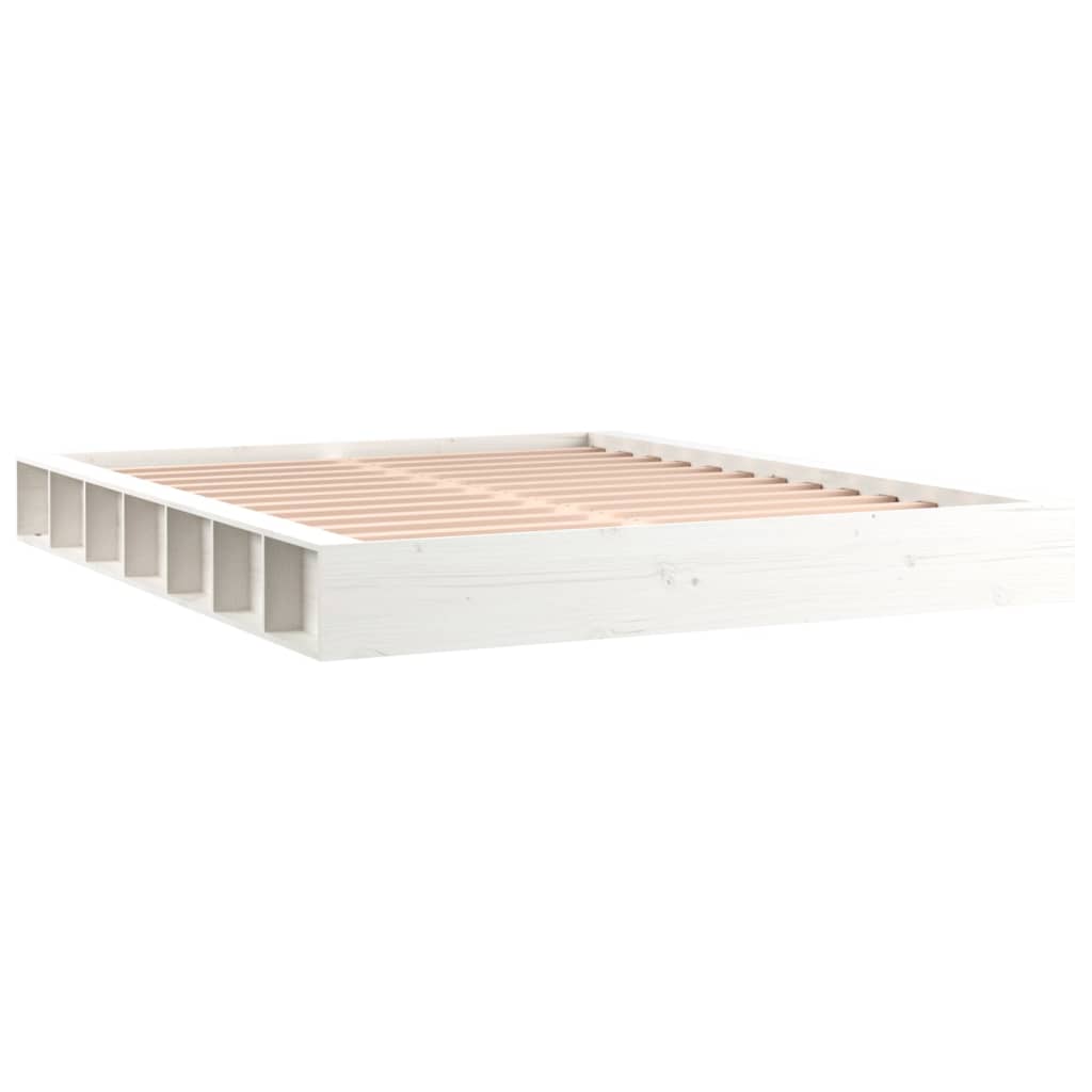 sengeramme 150x200 cm King Size massivt træ hvid