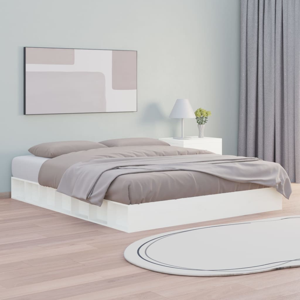 sengeramme 140x200 cm massivt træ hvid