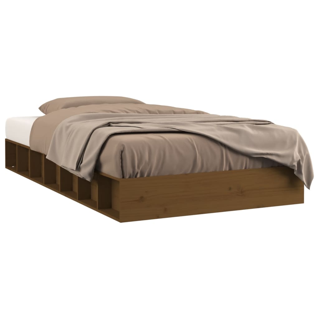 sengeramme 75x190 cm Small Single massivt træ gyldenbrun