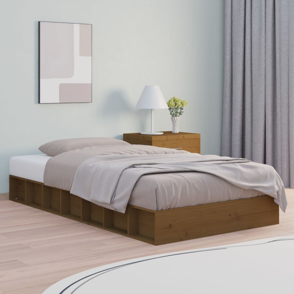 sengeramme 75x190 cm Small Single massivt træ gyldenbrun