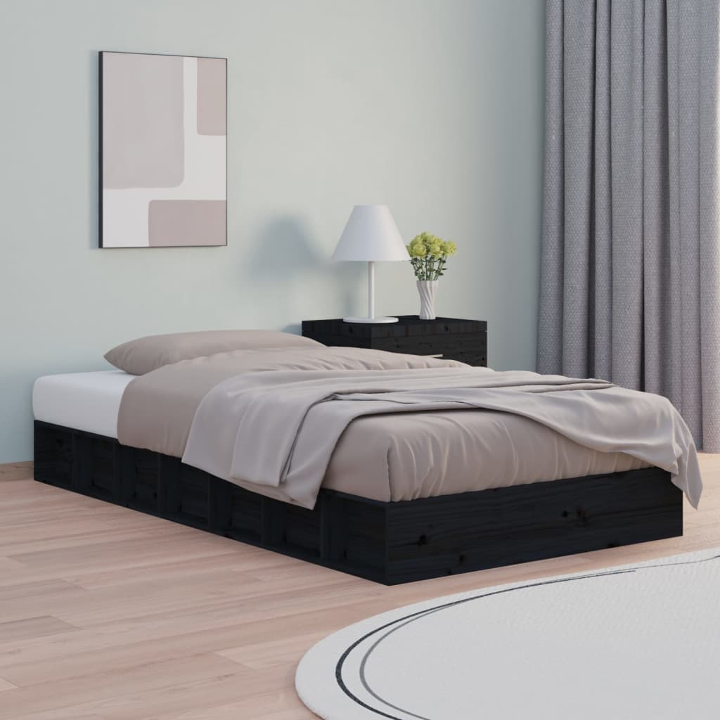 sengeramme 75x190 cm Small Single massivt træ sort