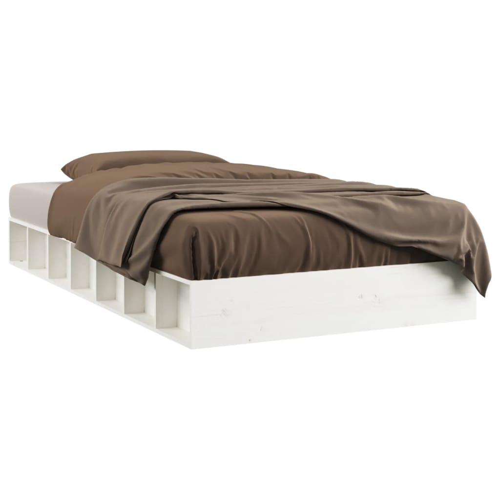 sengeramme 90x190 cm Single massivt træ hvid