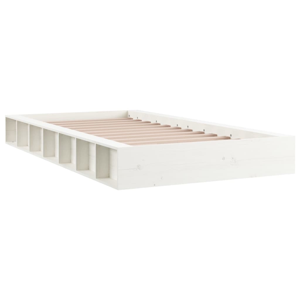 sengeramme 90x190 cm Single massivt træ hvid