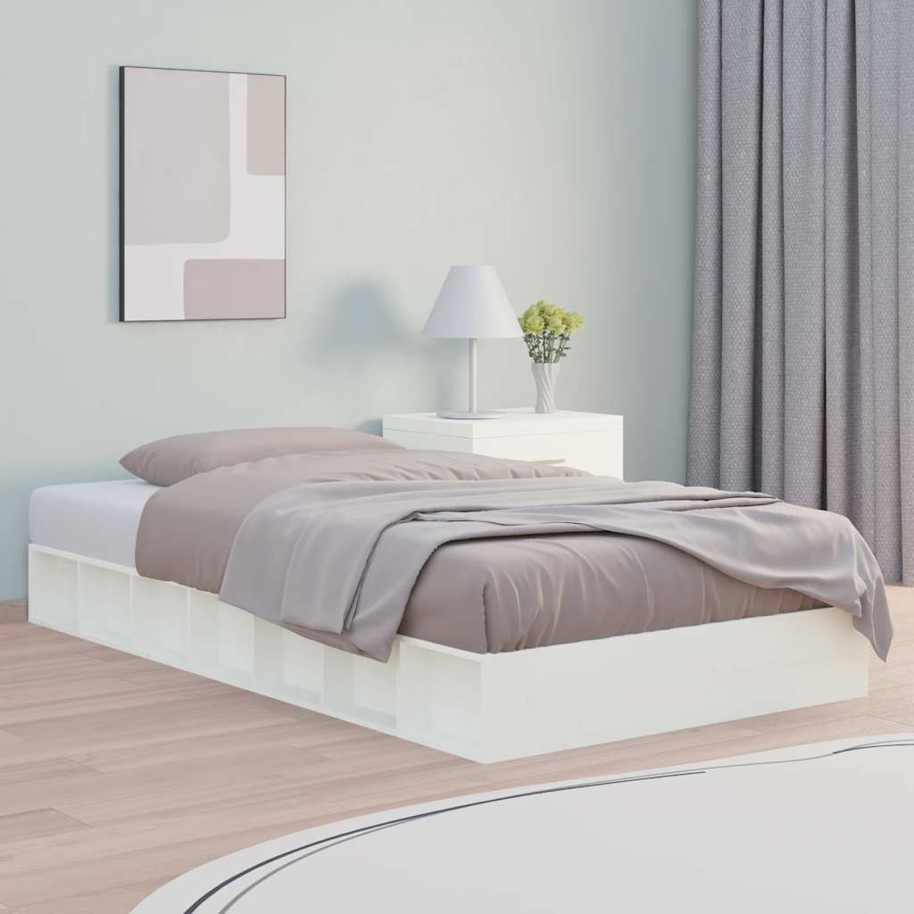 sengeramme 135x190 cm dobbelt massivt træ hvid