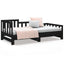 daybed med udtræk 2x(80x200) cm massivt fyrretræ sort