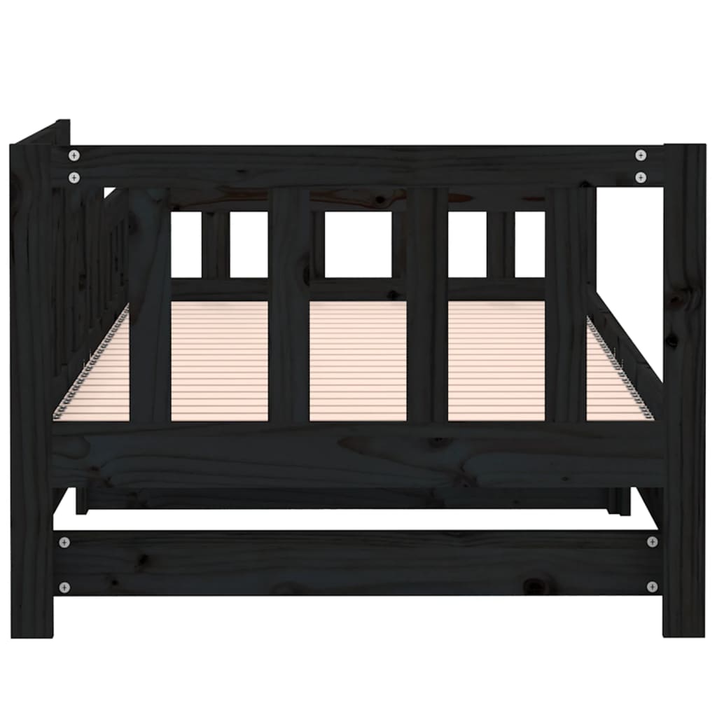 daybed med udtræk 2x(80x200) cm massivt fyrretræ sort