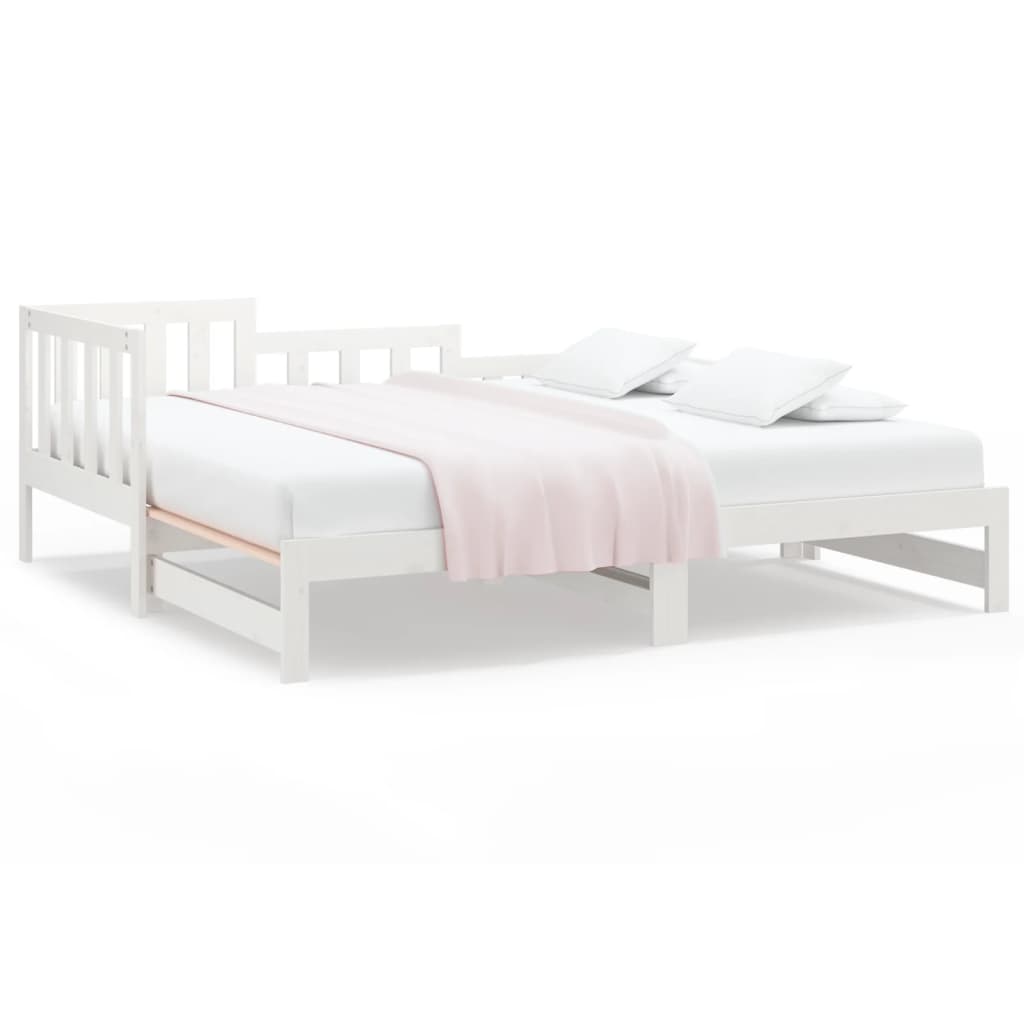 daybed med udtræk 90x190 cm massivt fyrretræ hvid
