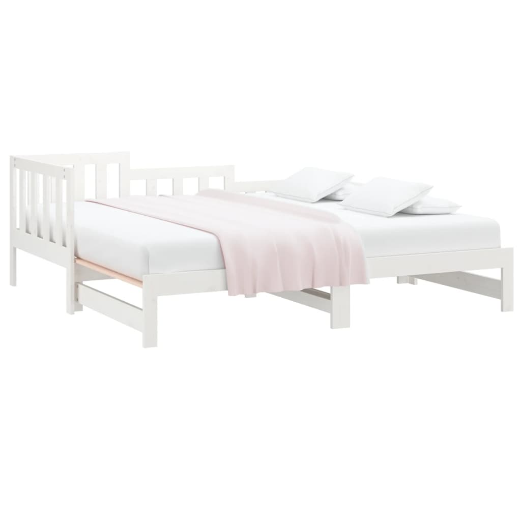 daybed med udtræk 90x190 cm massivt fyrretræ hvid