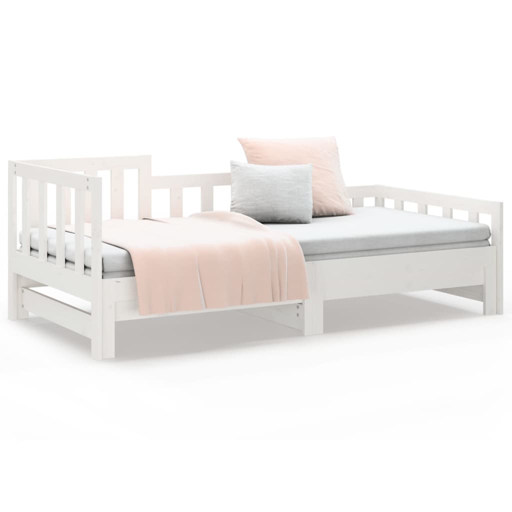 daybed med udtræk 90x190 cm massivt fyrretræ hvid