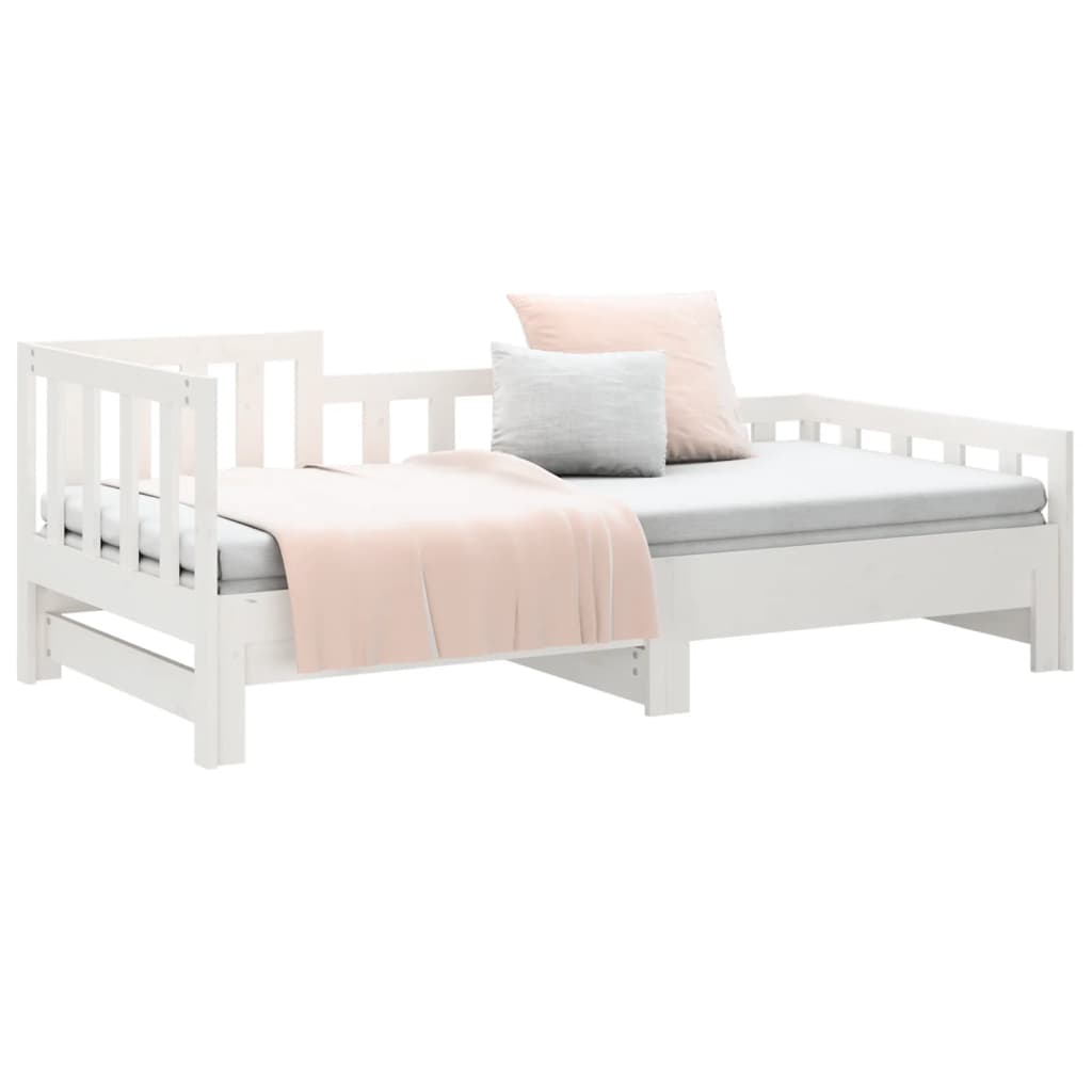 daybed med udtræk 90x190 cm massivt fyrretræ hvid