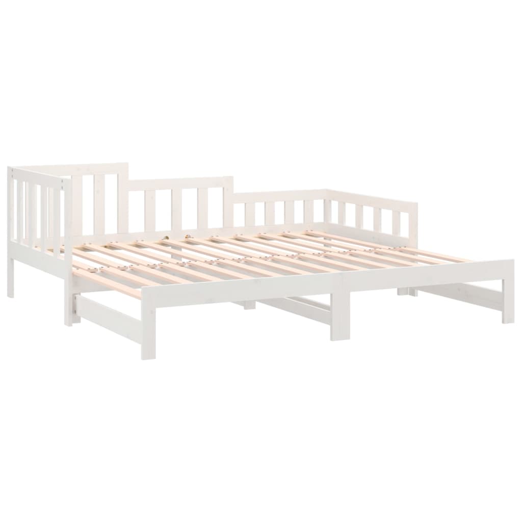 daybed med udtræk 90x190 cm massivt fyrretræ hvid