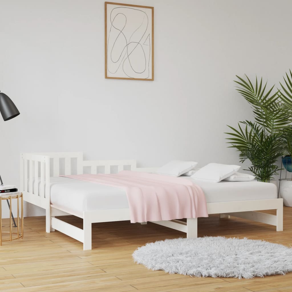 daybed med udtræk 90x190 cm massivt fyrretræ hvid