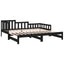 daybed med udtræk 2x(90x190) cm massivt fyrretræ sort