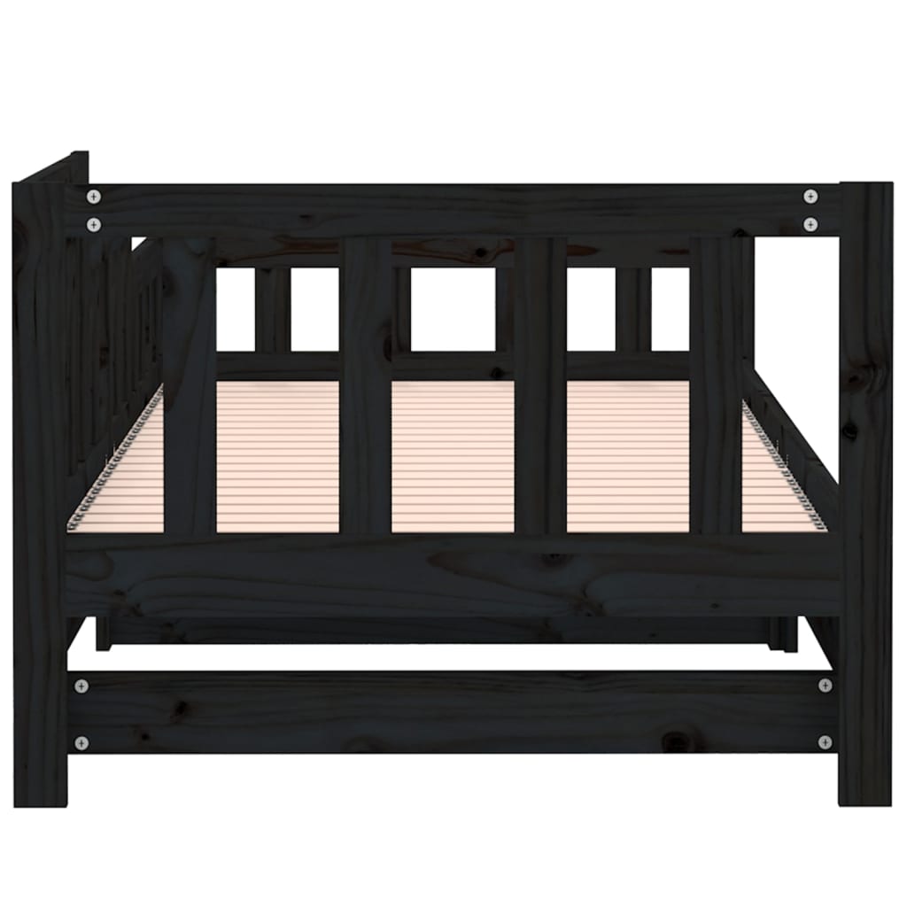 daybed med udtræk 2x(90x190) cm massivt fyrretræ sort