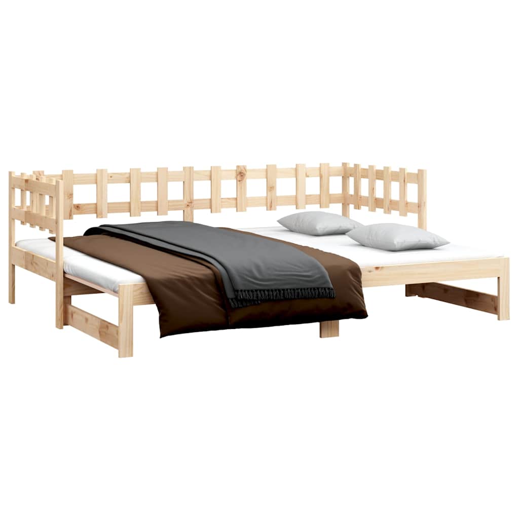 daybed med udtræk 2x(80x200) cm massivt fyrretræ