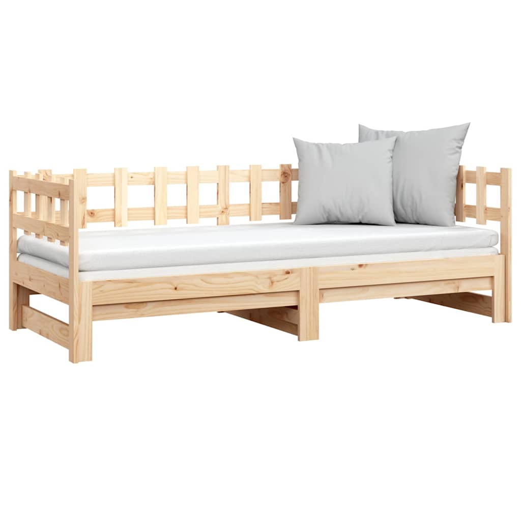 daybed med udtræk 2x(80x200) cm massivt fyrretræ