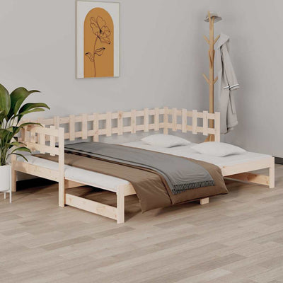 daybed med udtræk 2x(80x200) cm massivt fyrretræ
