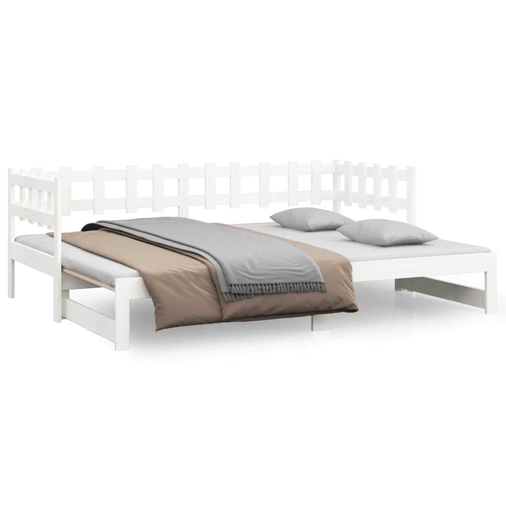daybed med udtræk 2x(90x200) cm massivt fyrretræ hvid