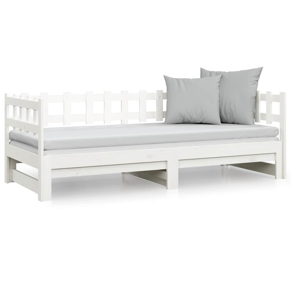 daybed med udtræk 2x(90x200) cm massivt fyrretræ hvid