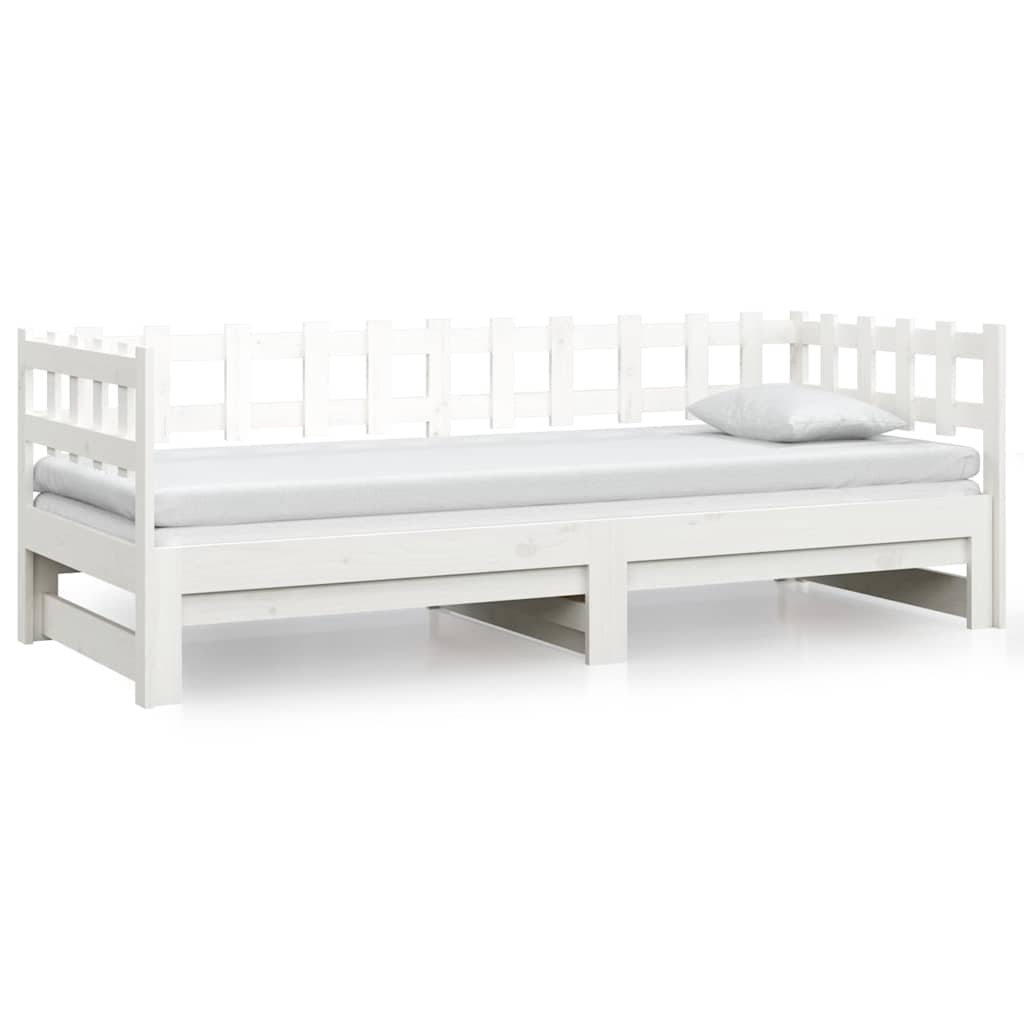 daybed med udtræk 2x(90x200) cm massivt fyrretræ hvid
