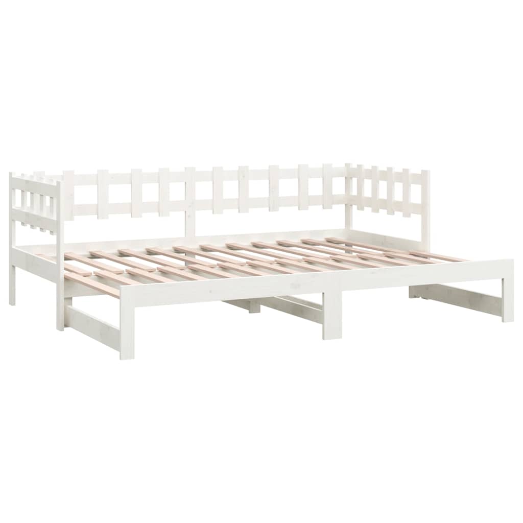 daybed med udtræk 2x(90x200) cm massivt fyrretræ hvid