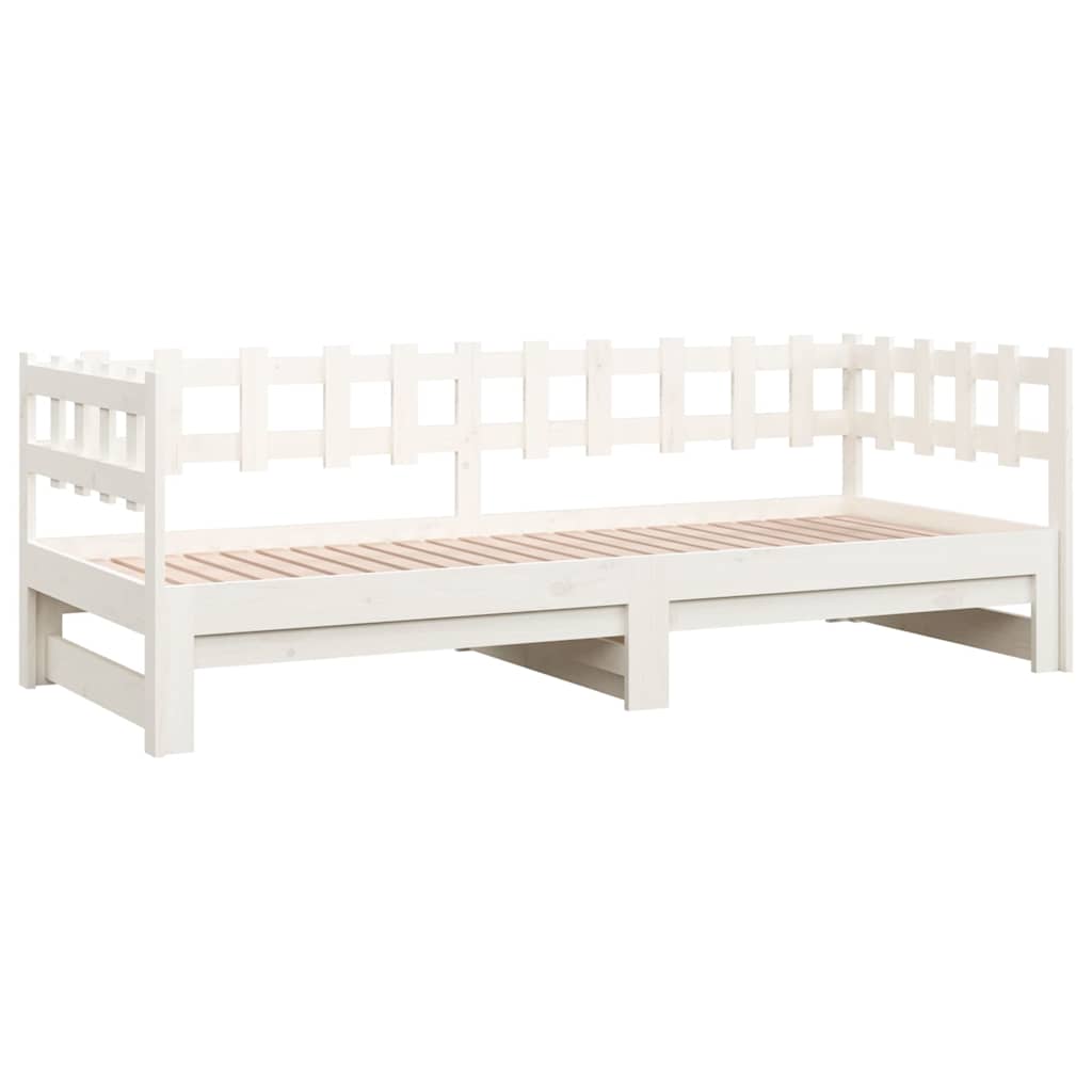 daybed med udtræk 2x(90x200) cm massivt fyrretræ hvid