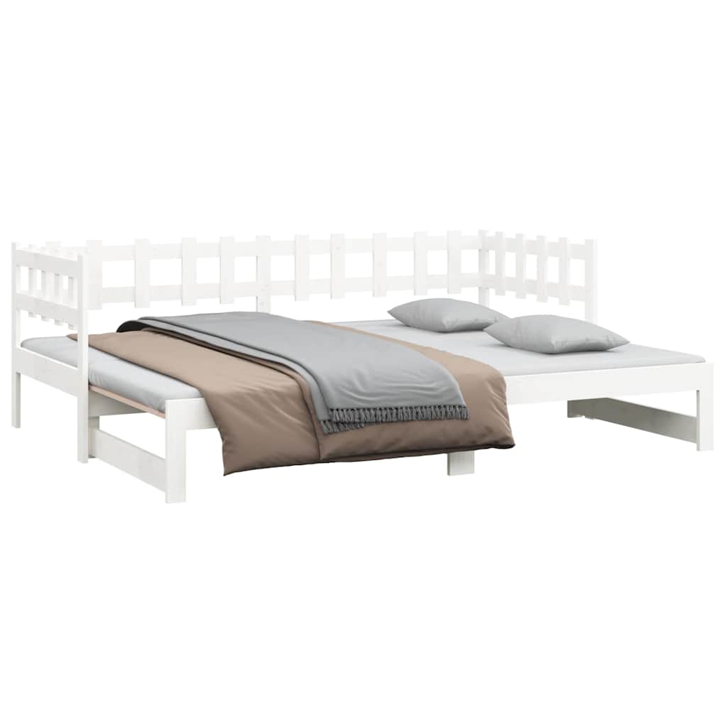 daybed med udtræk 2x(90x190) cm massivt fyrretræ hvid