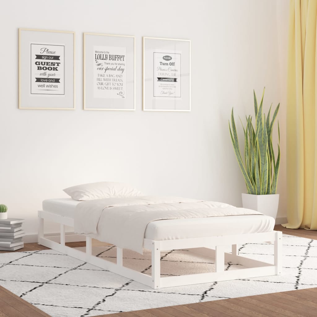 sengeramme 90x200 cm massivt træ hvid