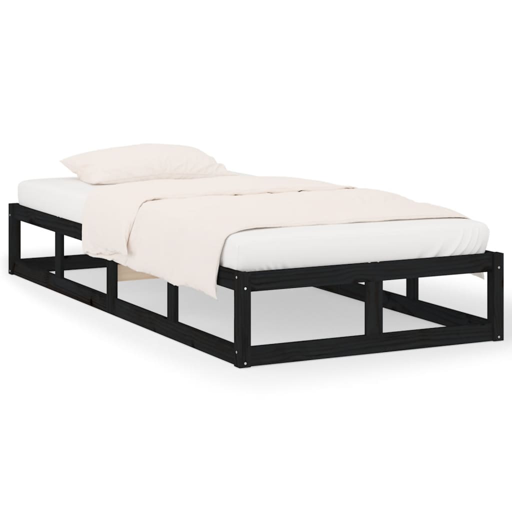 sengeramme 90x200 cm massivt træ sort