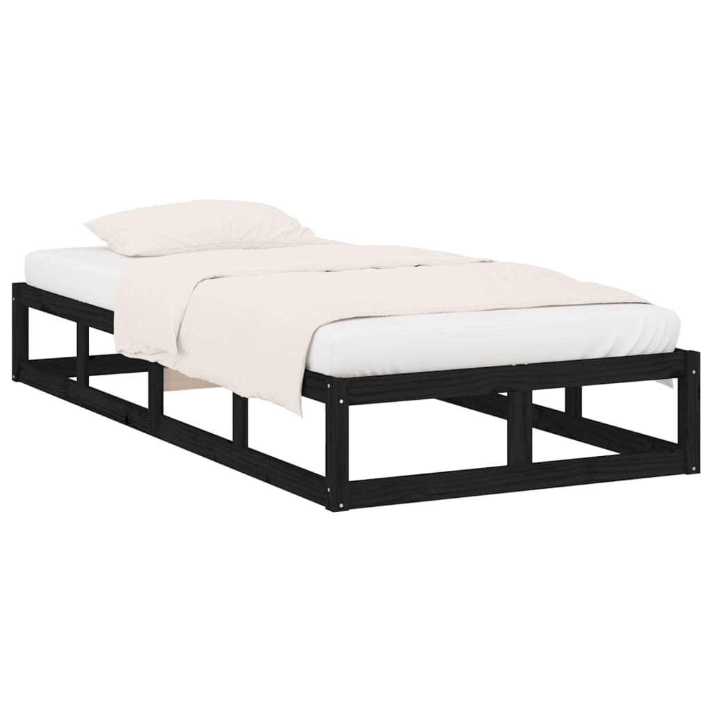 sengeramme 90x200 cm massivt træ sort