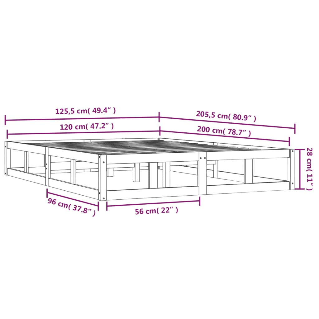 sengeramme 120x200 cm massivt træ