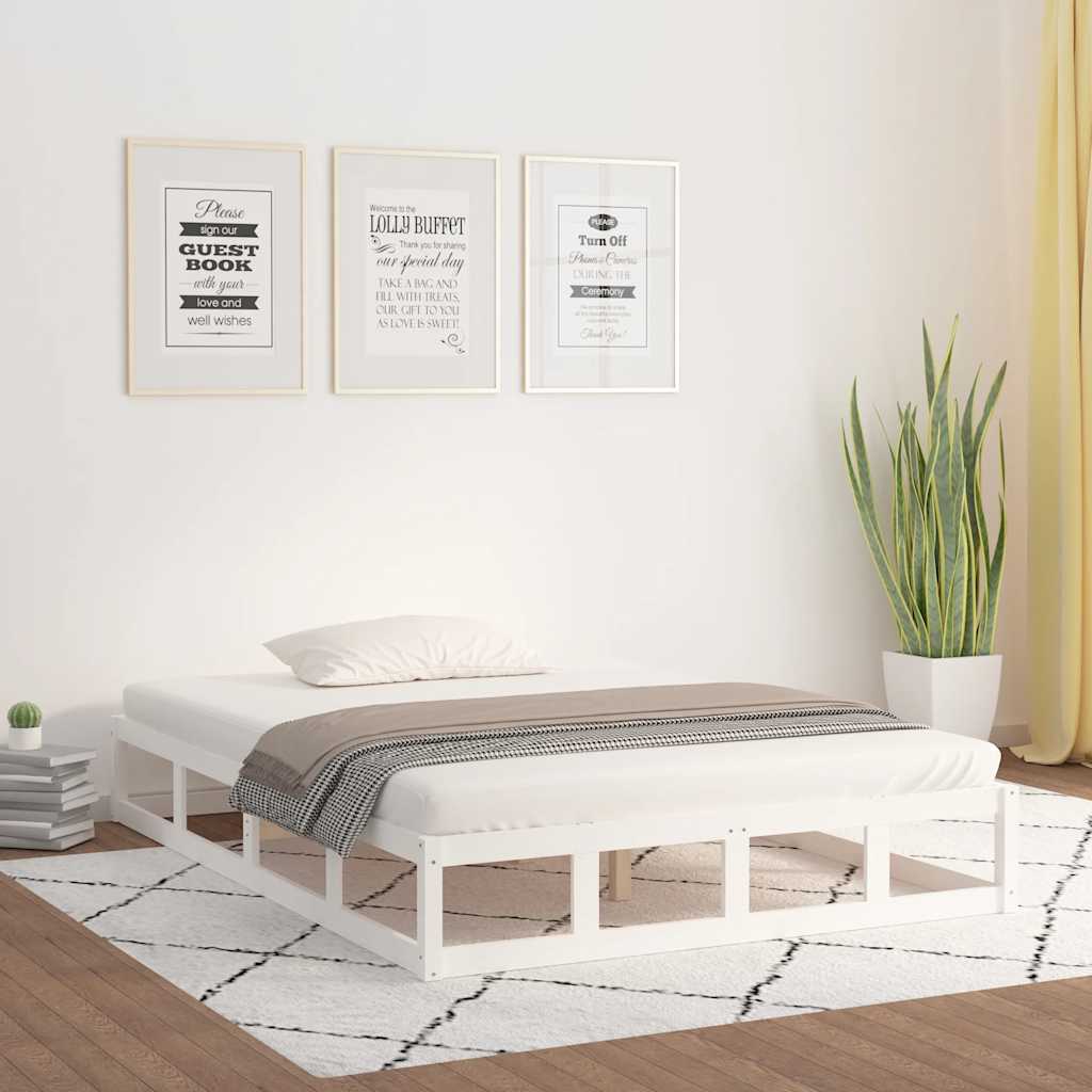 sengeramme 140x200 cm massivt træ hvid