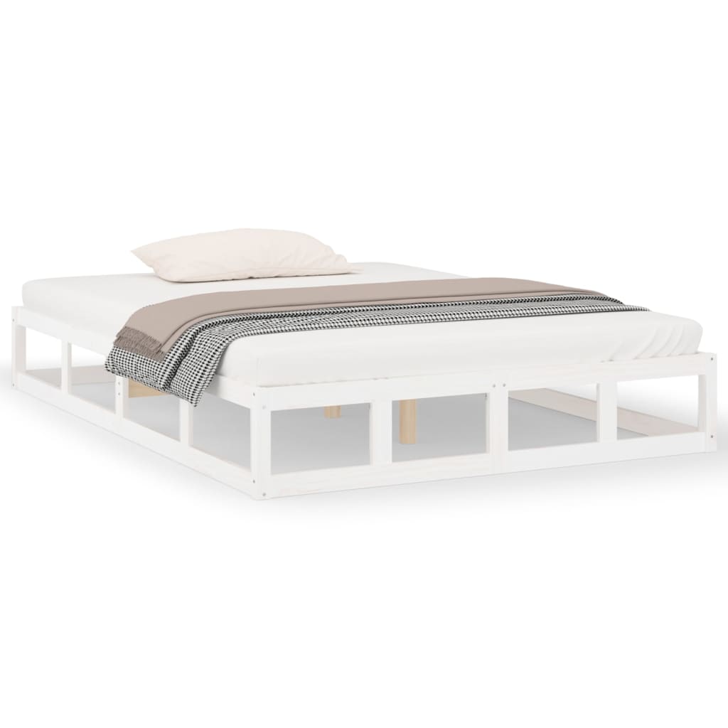 sengeramme 150x200 cm King Size massivt træ hvid