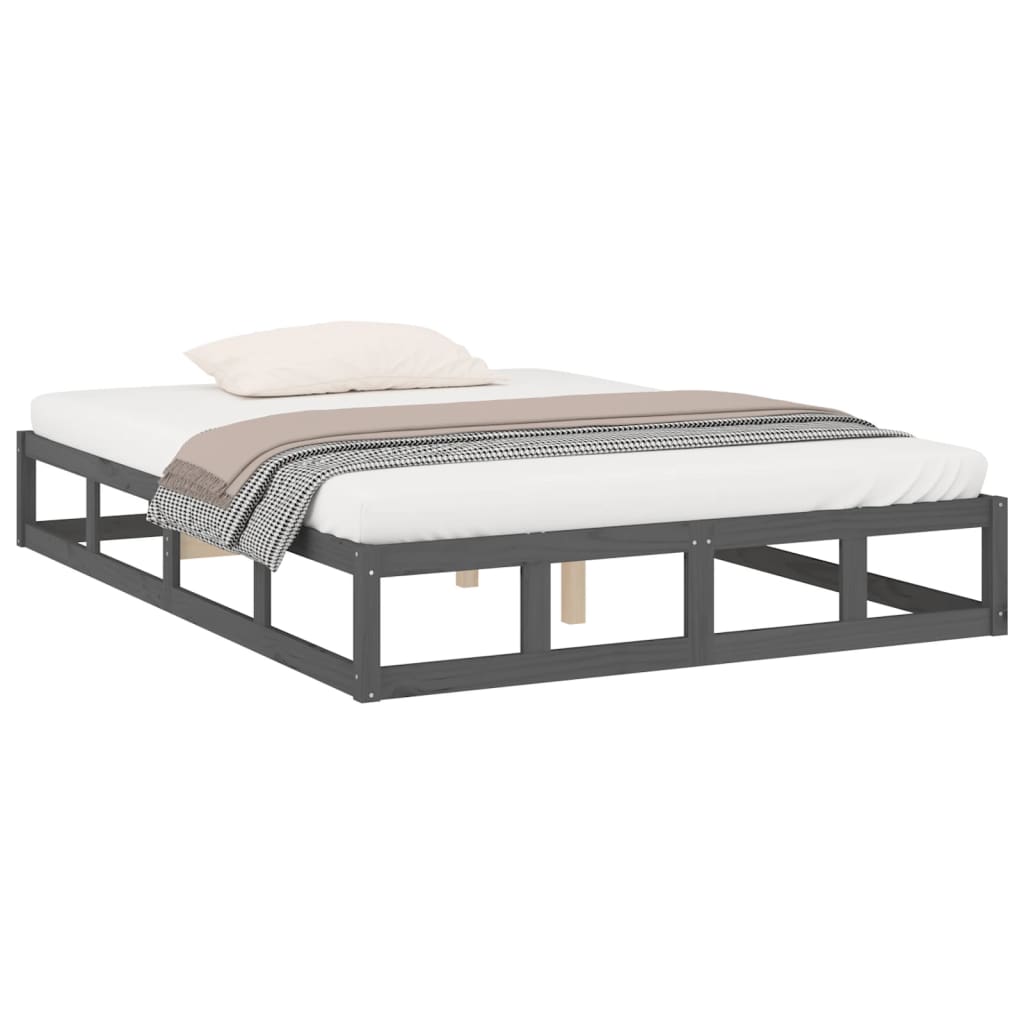 sengeramme 150x200 cm King Size massivt træ grå