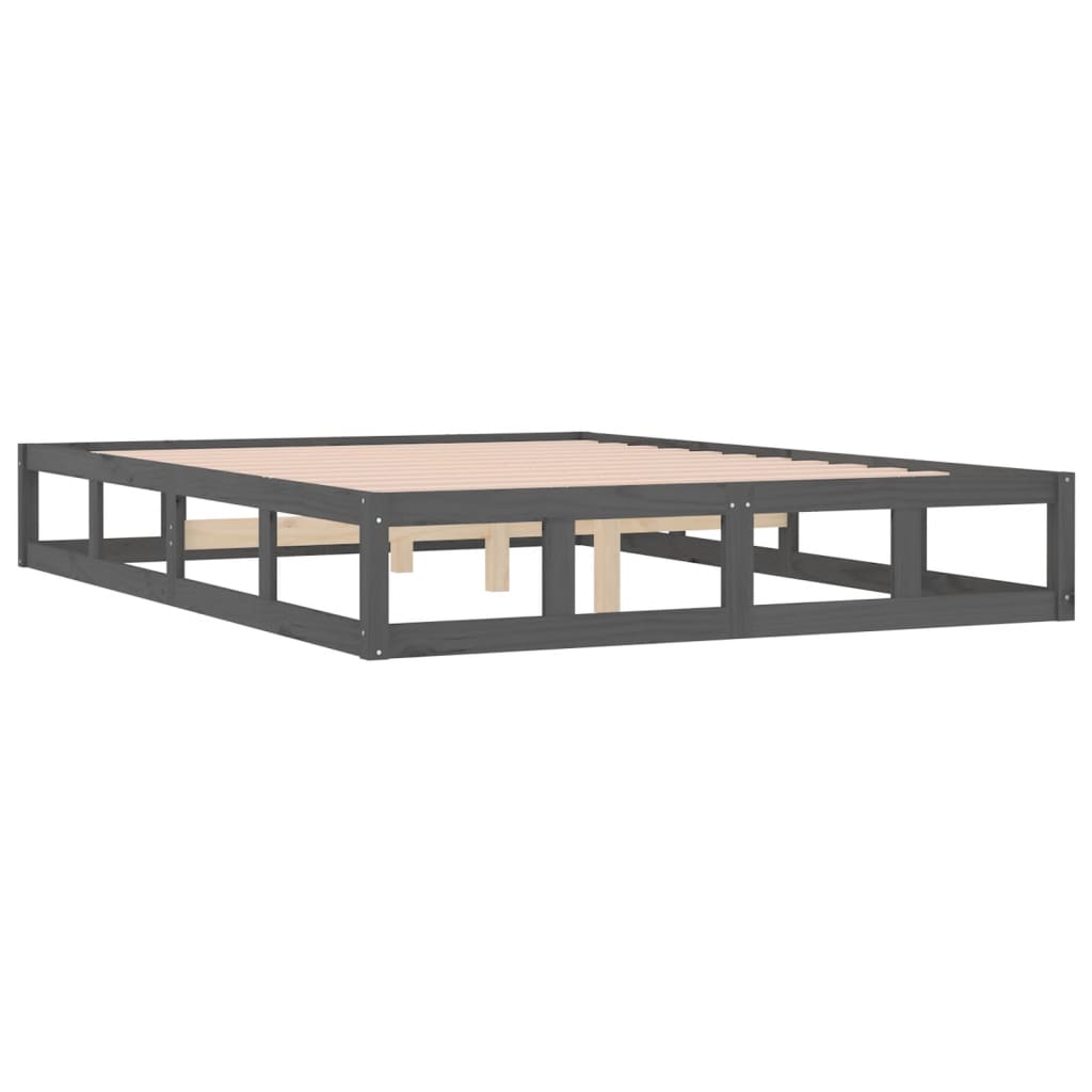sengeramme 150x200 cm King Size massivt træ grå