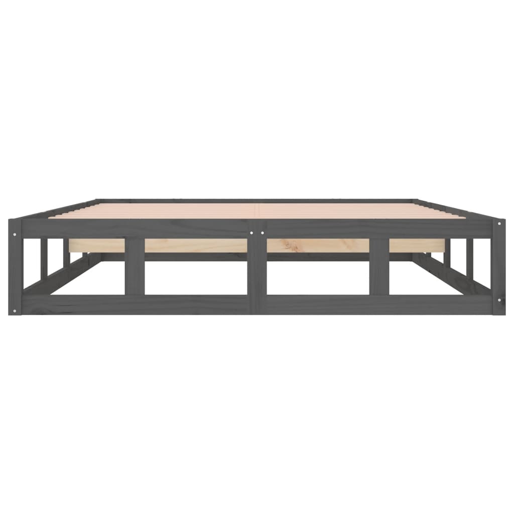 sengeramme 150x200 cm King Size massivt træ grå
