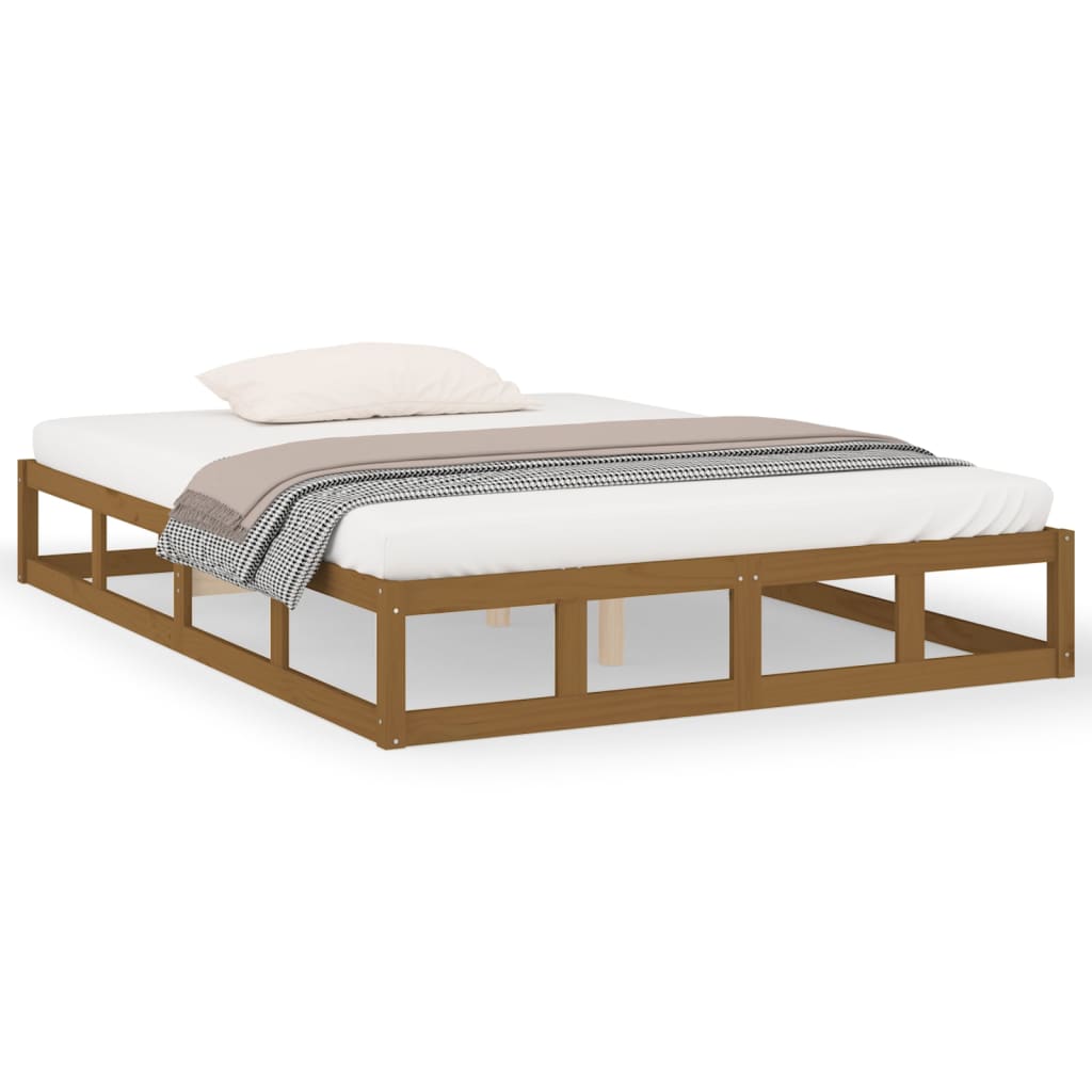 sengeramme 150x200 cm King Size massivt træ gyldenbrun